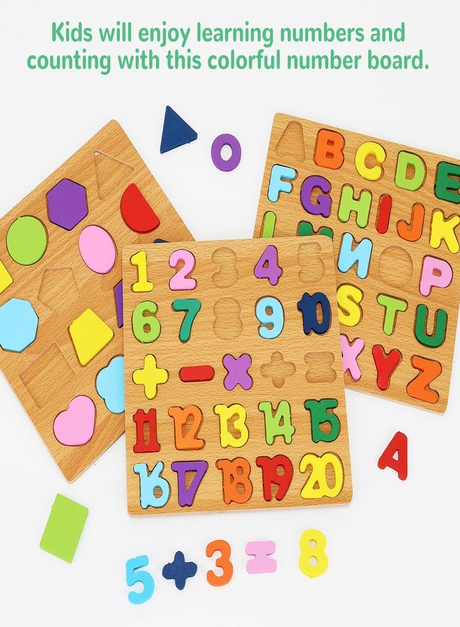 NASHRIO Alphabet Wooden Puzzles for Toddlers 3-5, Pack of 3 ABC, Number and Shape Puzzle, Preschool Educational Learning Toys with Puzzle Board & Letter Blocks for Girls Boys Ages 3 4 5 Years Old - Image 5